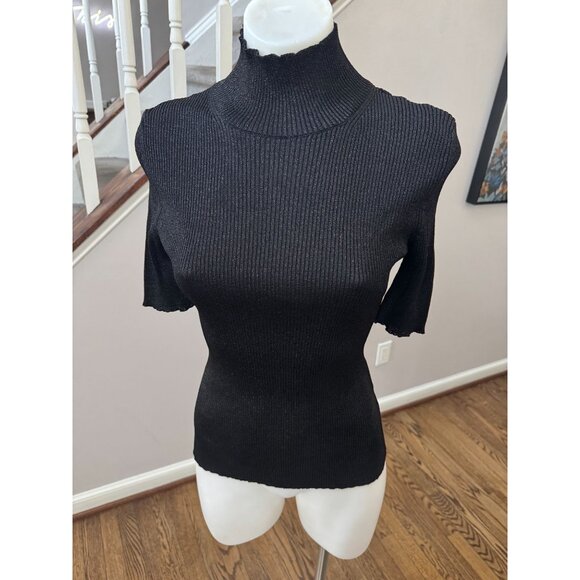 MISSONI Short-sleeved roll-neck sweater glitter effect black size 42 / 6 - Picture 3 of 5